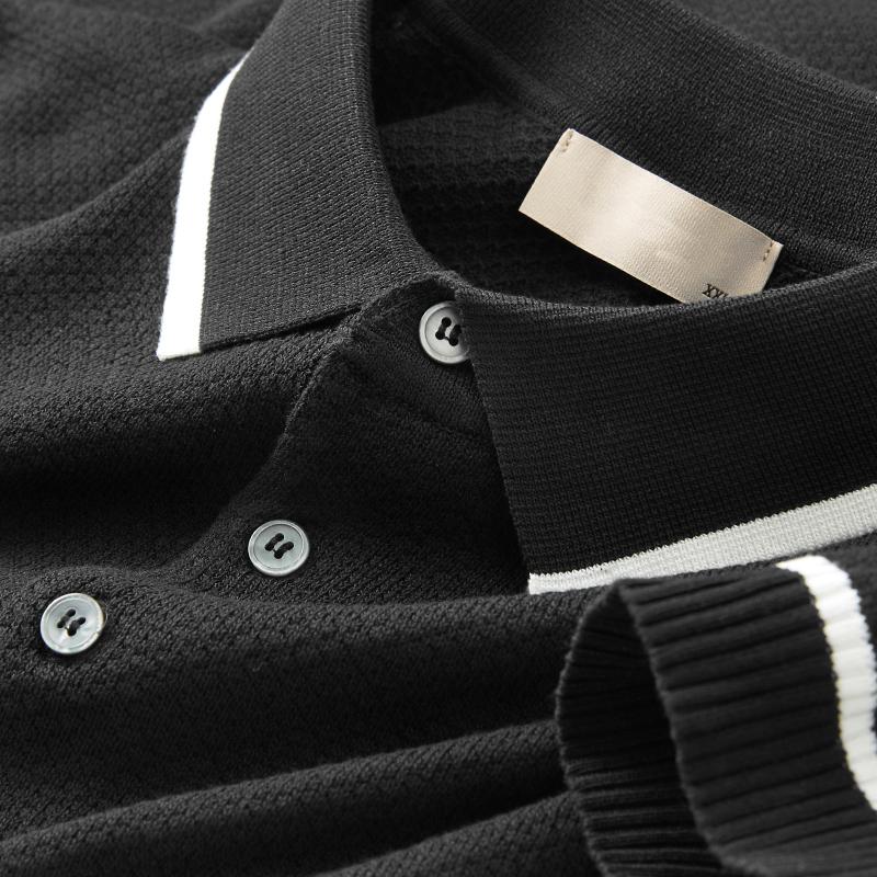 

Лето 2025 Новая Мужская Свободная Повседневная Футболка Поло с Коротким Рукавом Мужская Дышащая Футболка 3XL чёрный