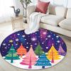 Colorful Trees Snow Winter Round Area Rug,Carpet Rug for Living Room Bedroom Sofa Playroom Decor,Non-slip Floor Mat