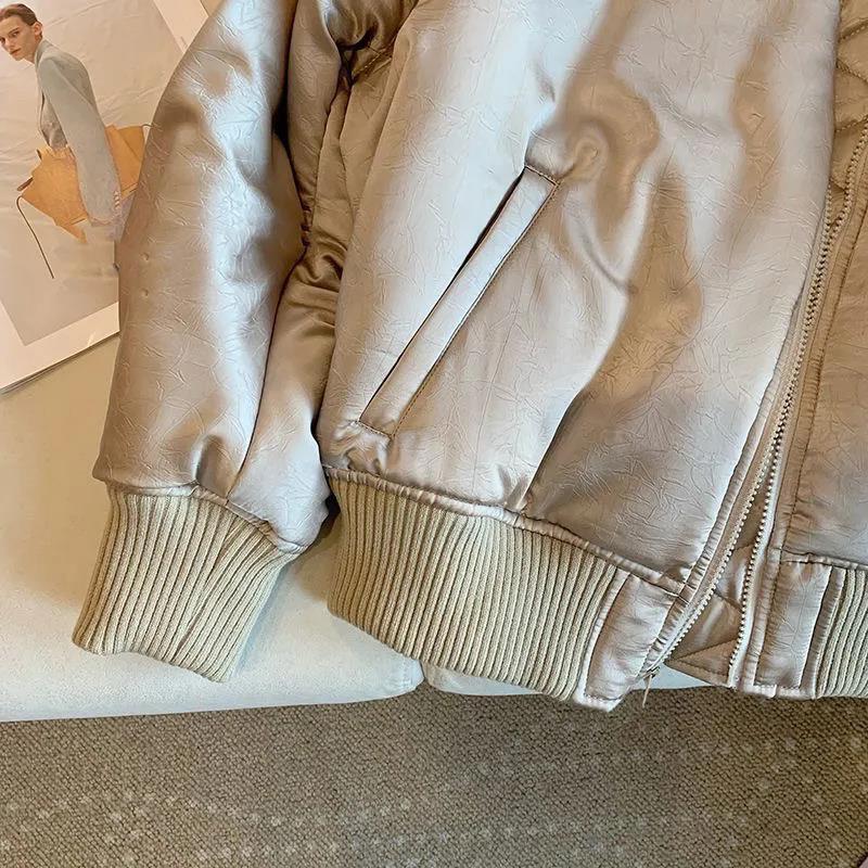 Winter 2024 Women's Retro Quilted Champagne Baseball Jacket