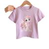 Girls' Casual Cotton Short-sleeved T-shirt, Summer Children's Cute Little Horse Printed T-shirt