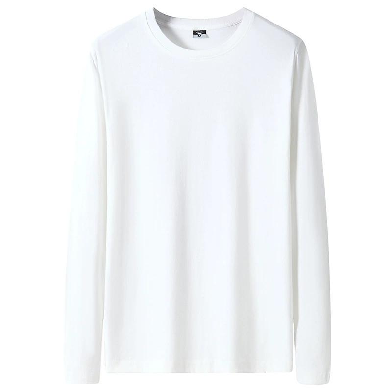 

Хлопковая мужская футболка с длинным рукавом для весны и осени, свободная толстовка, базовый слой для осенней одежды, мужской топ XS белый