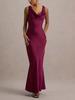 Robe Longue Elegante Satinée Coupe Ajustée Sirène Dos Nu 2025