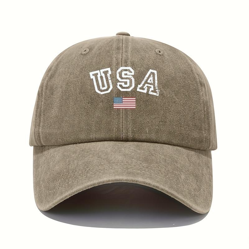 The American flag printed baseball cap is an adjustable and lightweight all season hat for travel equipment