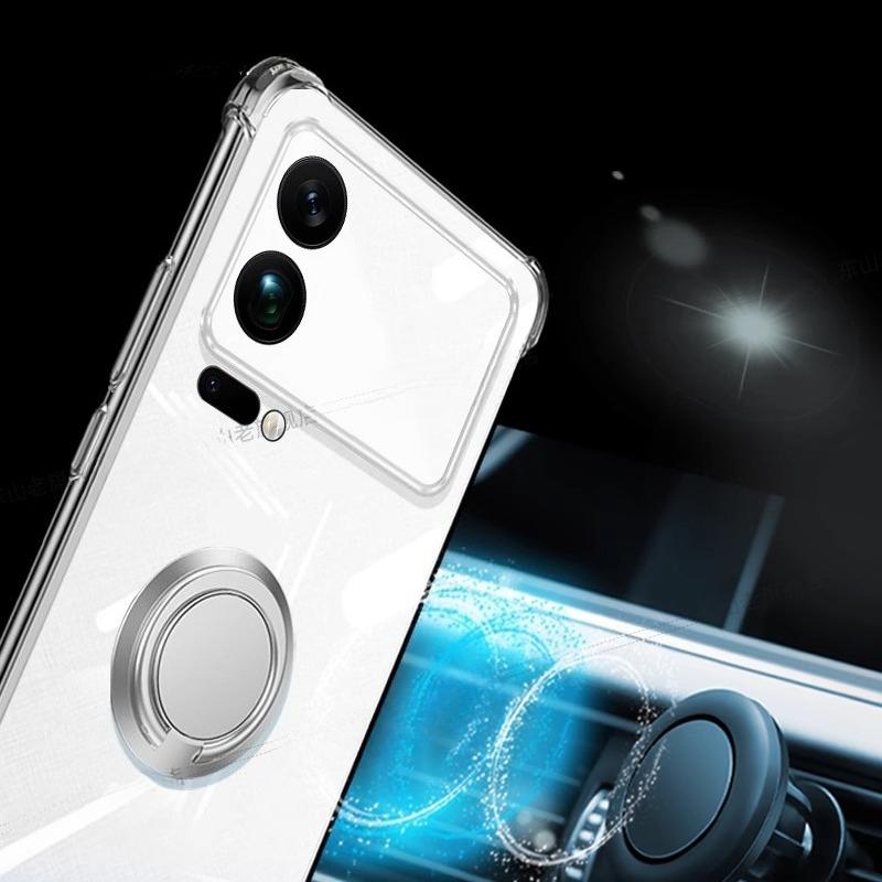 Shockproof Airbags Clear Soft Case for Xiaomi 17 Pro Max Mi17 17pro Transparent Magnetic Ring Holder Silicone TPU Stand Cover