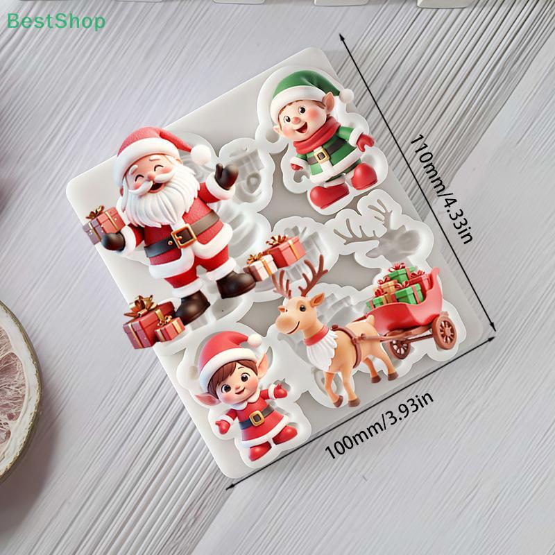 Weihnachts Fondant Silikonform, Weihnachtsmann und Rentierschlitten Schokolade DIY Backform
