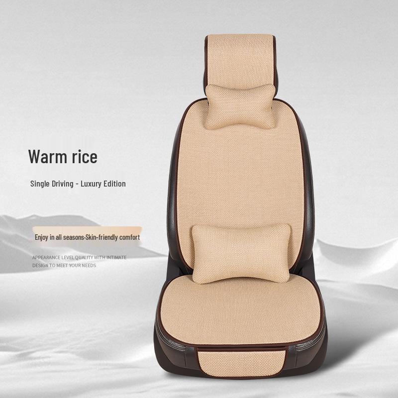 Comprehensive All-Season Linen Seat Cushion Set for Five-Seater Cars