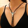 Retro Fashion Long Leather Cow Head Necklace Pendant