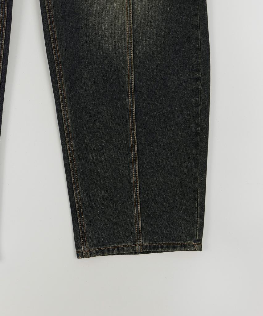 Akeusi Craft Centerline Over Balloon Fit Wide Denim Pants (Dark Blue)