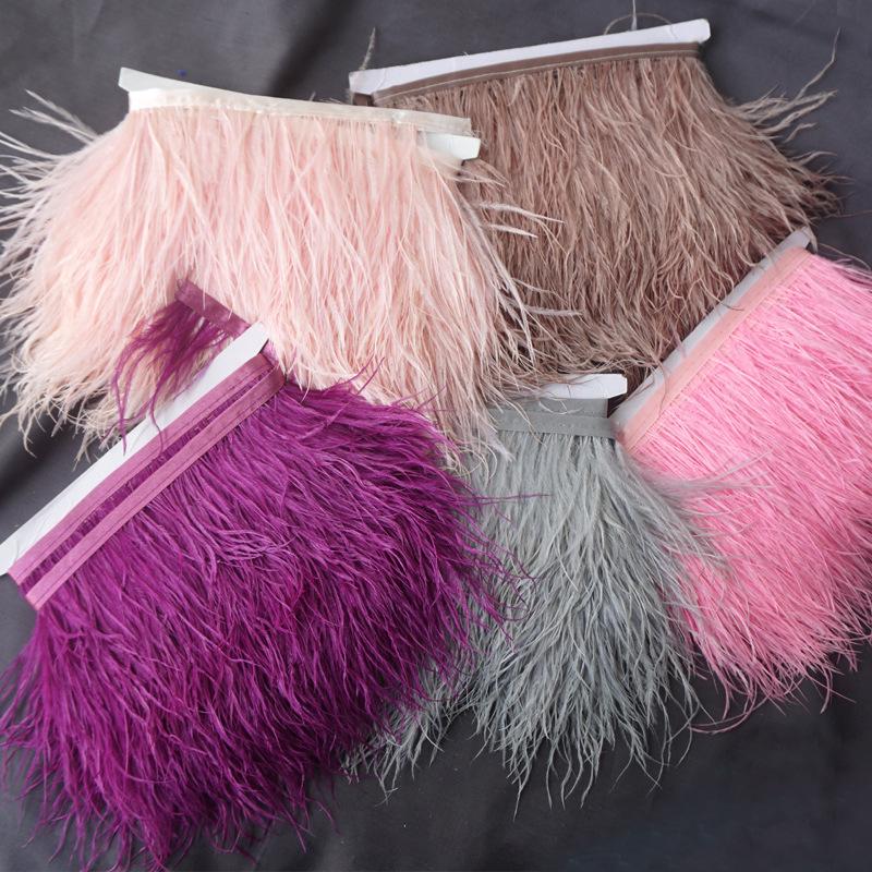 Culoare Pene de Struț Margine Pânză 9-11Cm Rochie Decorațiune Modă Pânză de Pene Cu Franjuri Accesorii Îmbrăcăminte