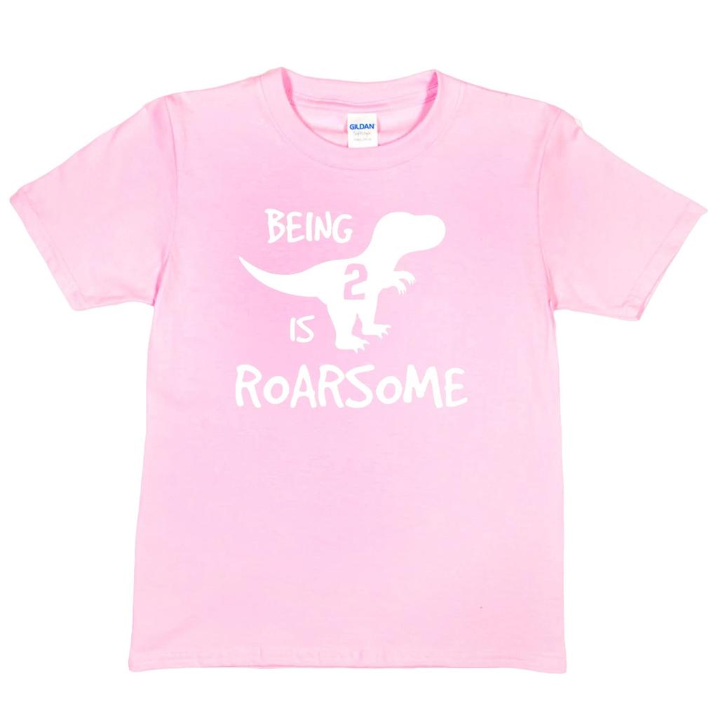 Kids T-shirt Dinosaur Roarsome Age 2 Happy 2nd Birthday Funny Present Gift