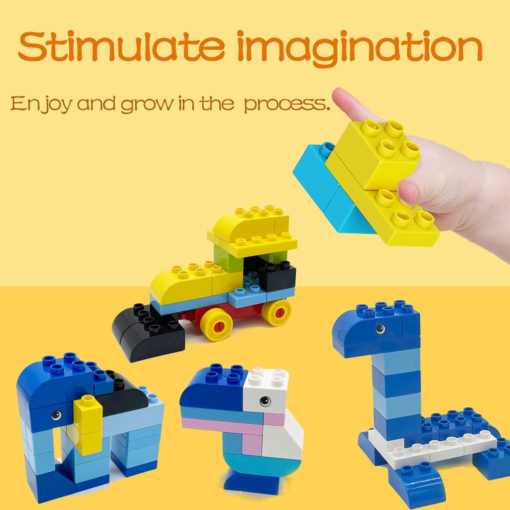 Big Blocks Bulk Building Bricks Set for Kids Toddlers 186piece Creative Gifts for Girls Boys Compatible Duplo Animal Toys