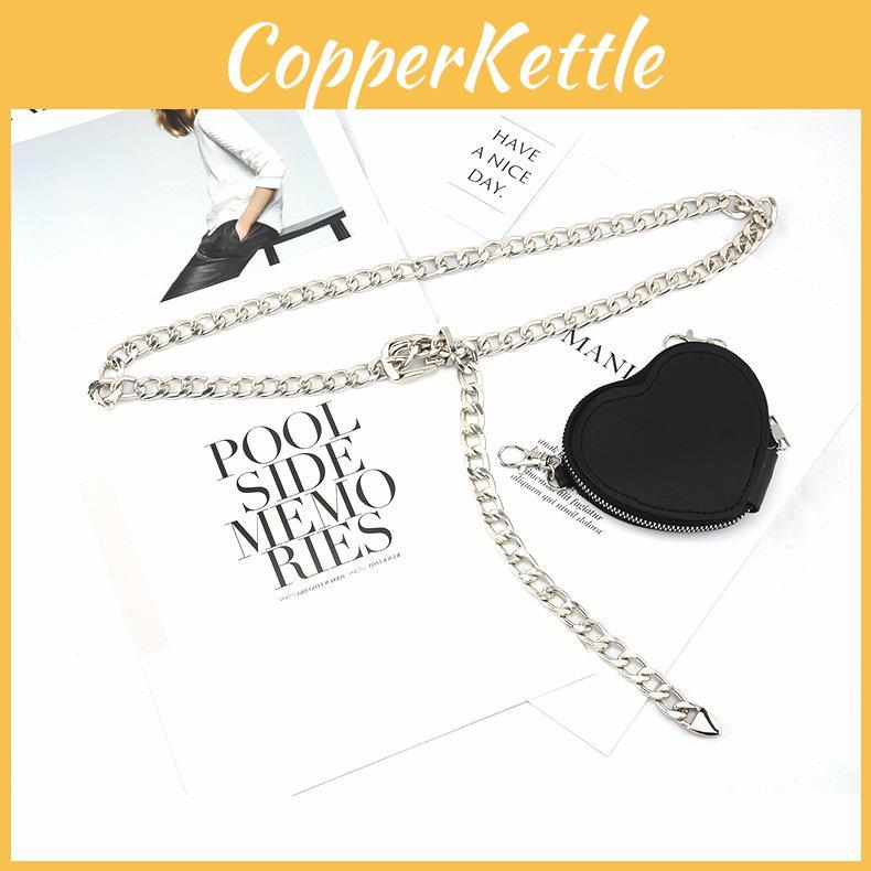 Fashion Metal Women Waist Chain With Detachable Heart Shaped Bag Pendant For Women Casual Use