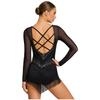 All-in-One Performance Jumpsuit for Women S-XXL: Perfect for Tango, Rumba & Figure Skating with Mesh Sleeves & Open Back