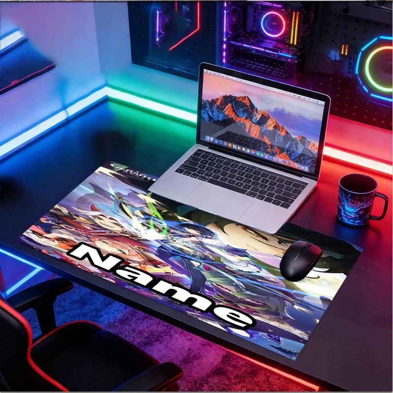 Custom Name Personalized Genshin Impact Pattern Mousepad, Laptop PC Desk Mat, Decorative Desk Mat for Home Keyboard Pad Gift