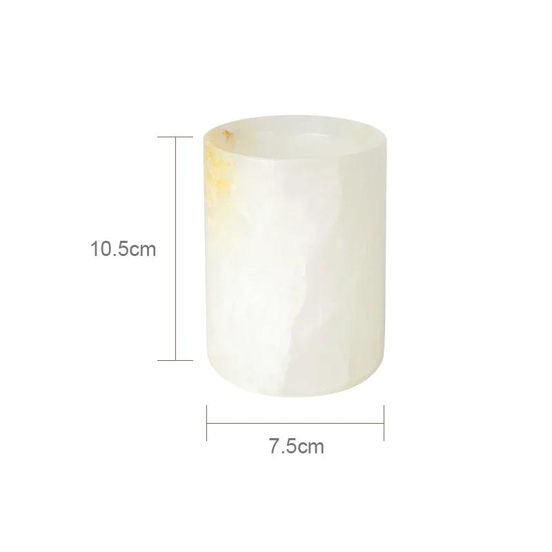 White Onyx Natural Marble Bathroom Accessories Luxury Soap Dispenser Cotton Swabs Container Reed diffuser Tray Bathroom Set