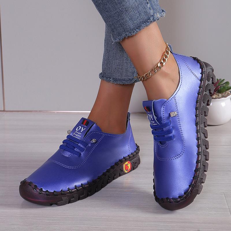 

Stitched rubber sole single shoes women s soft sole soft leather mother shoes large size 35-45 women s shoes 35 ярко-синий