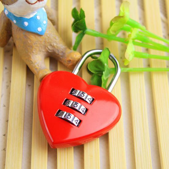Heart Padlock Code 3 Numbers Password Combination Heart Shape Safety Love Zinc Alloy Luggage Box Lock Household Accessories
