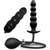 Aufblasbarer Silikon-Analplug mit Luftpumpe und Perlen-Expansion