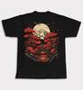 HOT SALE Red Moon Over Fuji T-shirt - Japan Style Retro Streetwear High-quality Crew-neck Short-sleeved Men's T-shirt