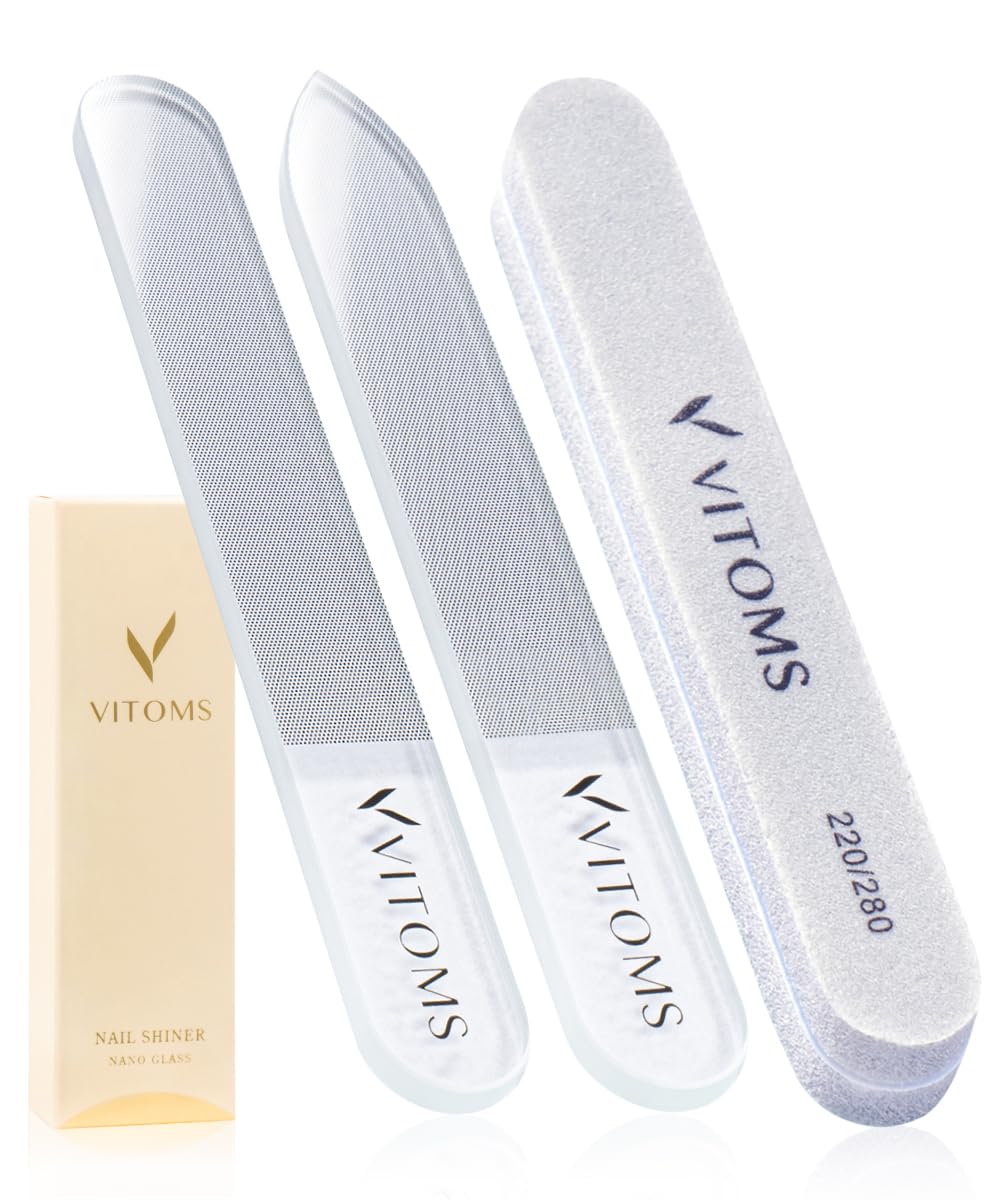 

VITOMS Nail File and Polisher Sponge File for Even Glass Nail Polishing Shiny Nail Perfect Gift (Includes Polishing) - File, Tool, Care, 2-Piece Set,