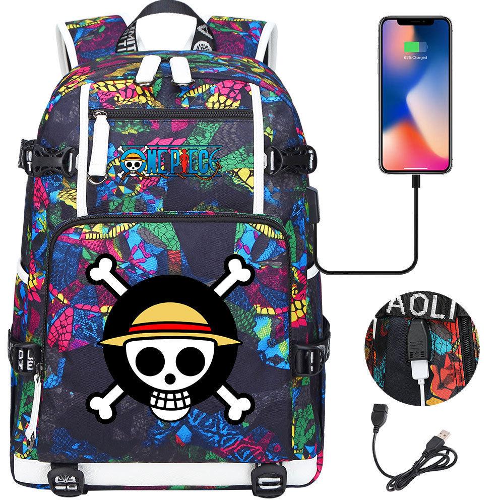 RiMan ONE PIECE Luffy Printed Teen Student School Bag Large Capacity Men's and Women's Leisure Travel Backpack