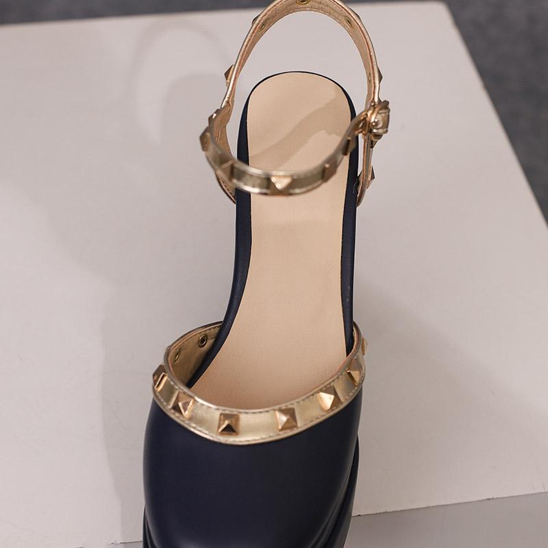 Women's High-heeled Sandals Spring and Summer New Sexy European and American Style Waterproof Table Thick Heel Large Size Roman Sandals