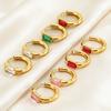 Cross-Border Stainless Steel Zircon-Inlaid Electroplated Hoop Earrings Women's European American Style Fashionable Light-Luxury