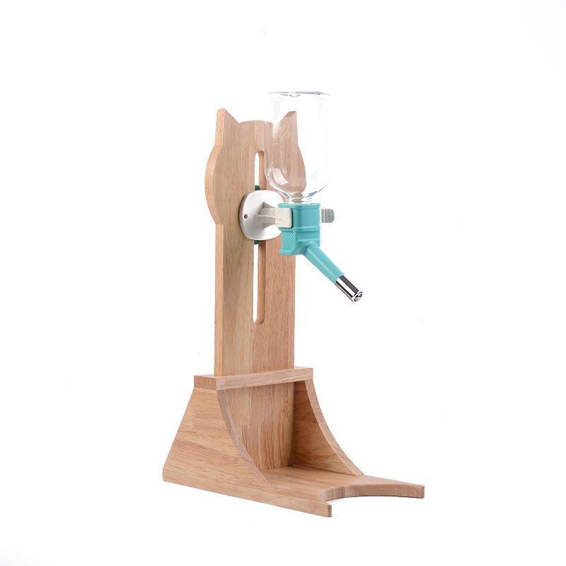 Wood Pet Cat Water Feeder Rack Dog Hanging Water Dispenser Drinker Kettle