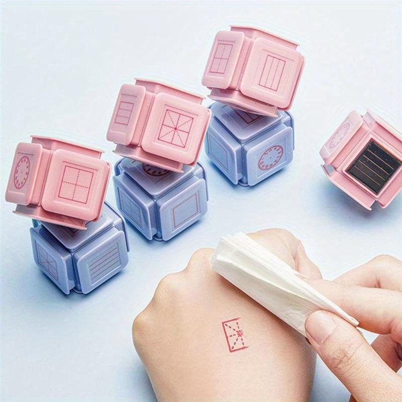 Kids Educational Six-Side Seal Clock Stamp Teaching Aids Toy Pinyin Revised Learning Recognition School Early Education Seals