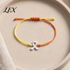 Braided Rope Wristband 2 Pcs Breast Cancer Awareness Bracelets, Adjustable String Stackable Wrist Accessories Bracelets with Ribbon Charm