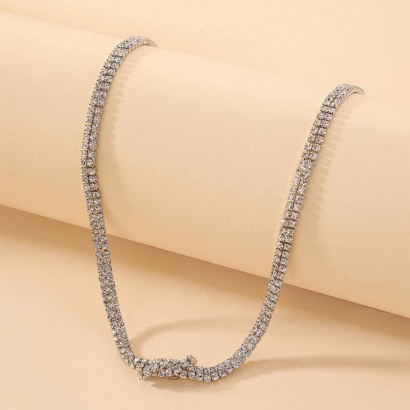 

Европейский и американский шик Ожерелье-чокер на ключицу, инкрустированное бриллиантами, для женщин серебряный