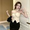 #Summer New Pure Desire Heavy Industry Nail Drill Splicing Tube Top Female Slim Irregular Design with Chest Pad