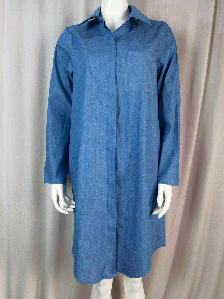 2023 Women's Large Size Solid Color Denim Dress - Casual Style