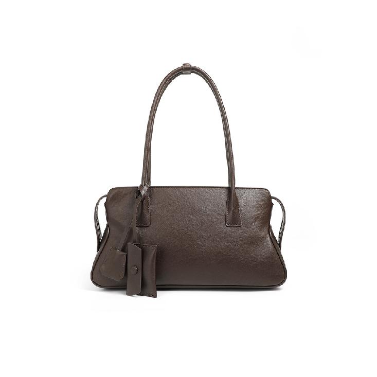 Large Capacity Top Layer Cowhide Tote Bag 2025 New Model Vegetable Tanned Leather Vintage Underarm Women's Bag Genuine Leather Handheld Pillow Bag