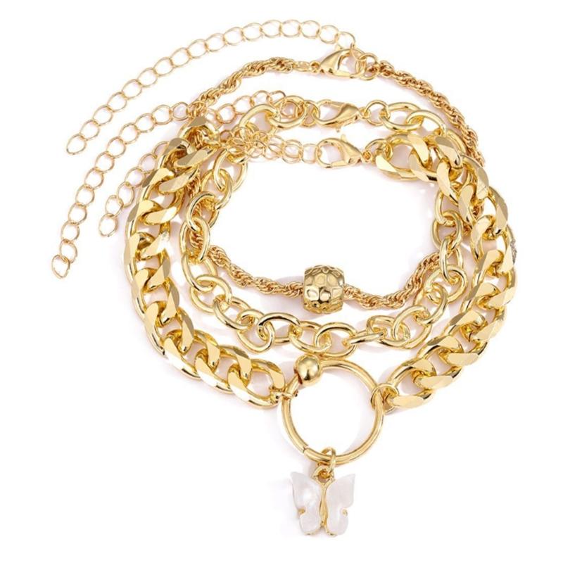 

Набор из 3 стильных браслетов из бусин Элегантный браслет ручной работы Регулируемый браслет Текстура сплава Подходит для модного образа