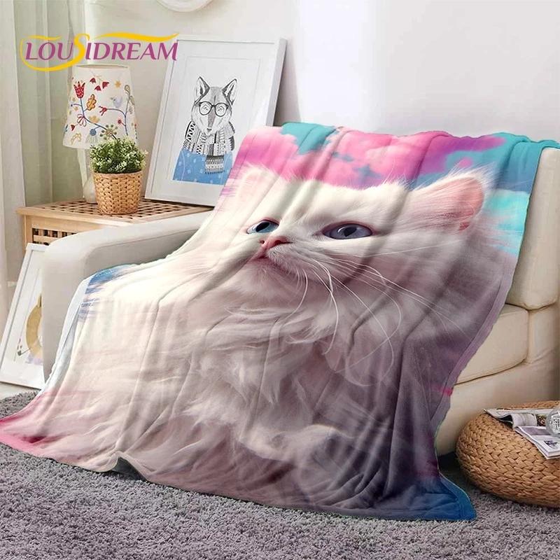 Persian Cat,Cute Calico Cat,Ragdoll Cartoon Soft Flannel Blanket for Beds Bedroom Sofa Picnic,Throw Blanket for Outdoors Leisure