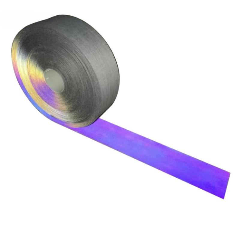 1m/3m/5m Colorful Reflective Fabric Ribbon Rainbow Polyester Ribbons for Sewing Shoe Bag Clothing Material 50mm Width