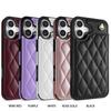 Plush Plaid Card Holder Phone Case for Apple 16 with Lanyard - Full Coverage, Luxury Style
