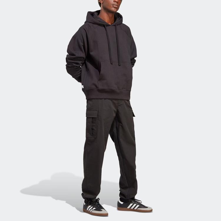 Adidas Originals Solid Color Logo Hoodie Pullover Men Tops Black IA2443