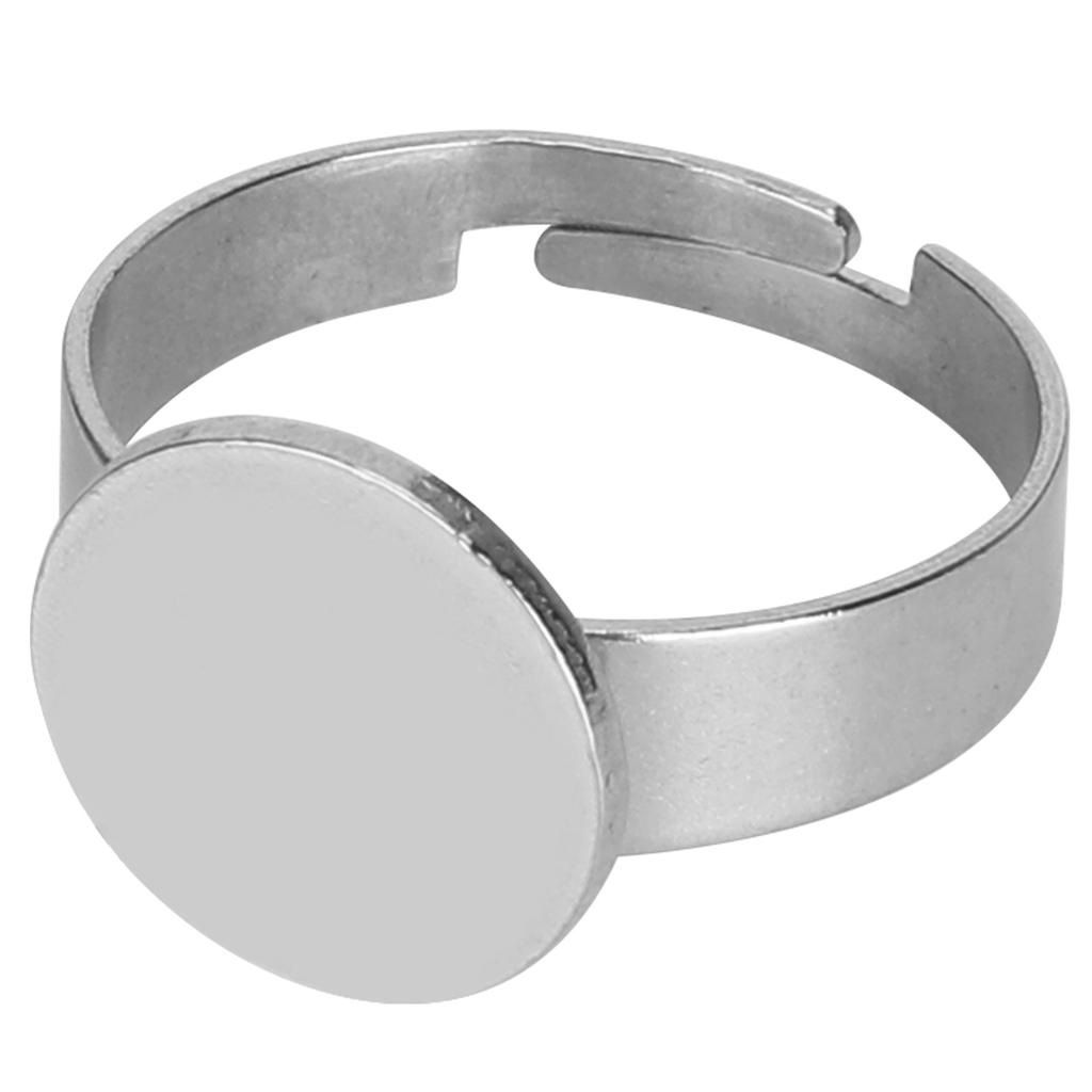 20Pcs Flat Ring Base Adjustable Stainless Steel SemiFinished DIY Jewelry Accessories 12mm
