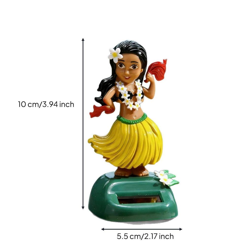 Solar Hawaiian Dancer Doll Grass Skirt Tropical Dashboard Car Organizer Pad Heat Resistant AntiSlip