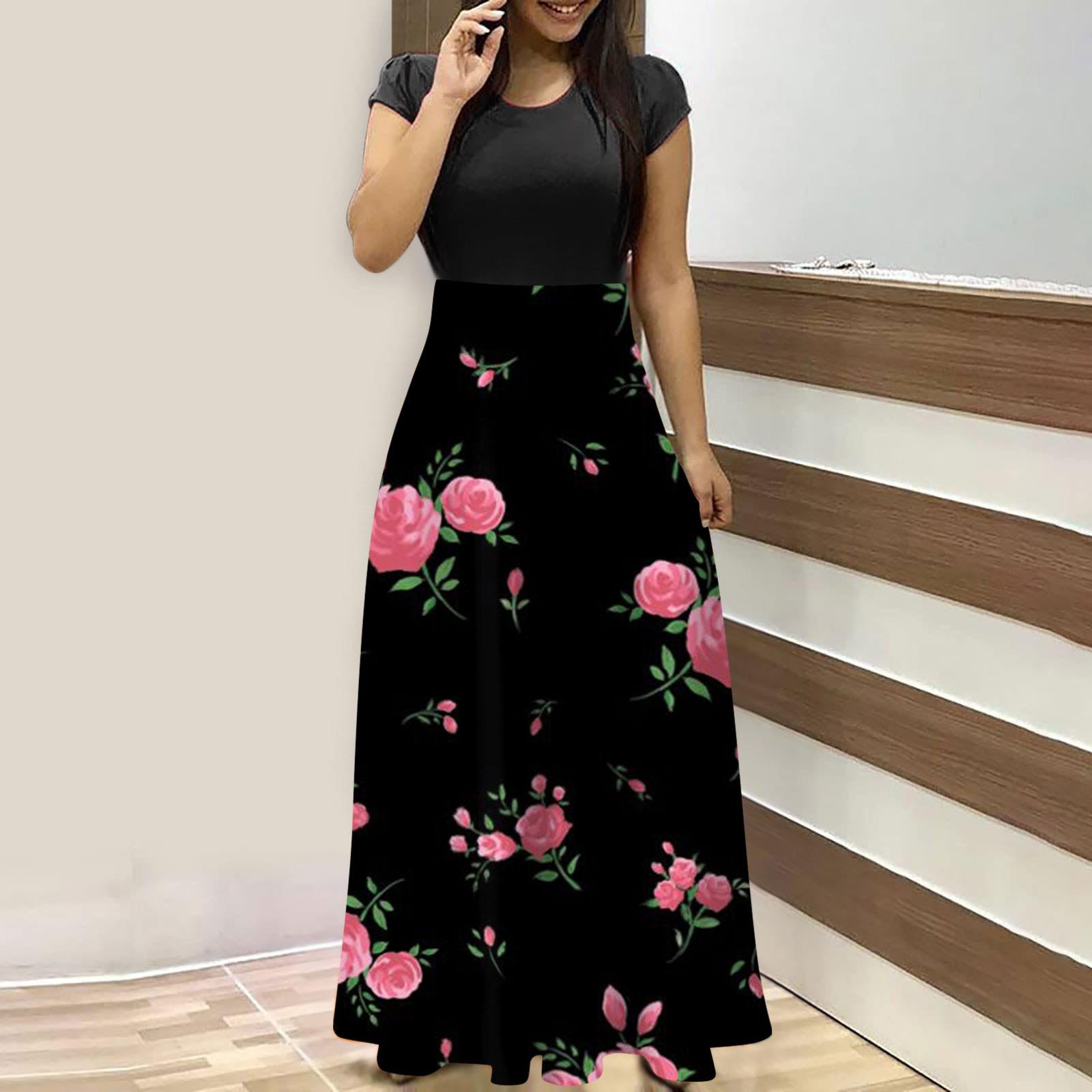 

Женские модные повседневные свободные платья с круглым вырезом и коротким рукавом L розовый