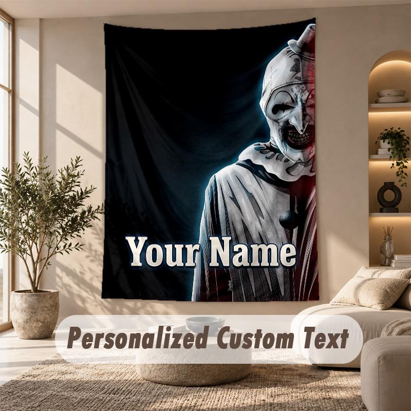 Tapestry Custom Name Text, Wall Hanging Tapestry Home Room DecorTerrifier Art the Clown