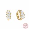 925 Sterling Silver Fashionable Geometric Rectangular Zircon Stud Earrings Classic Party Charm Silver Jewelry For Women Gifts