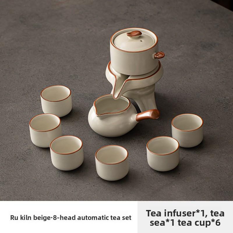 Automatic Tea Maker, Lazy Stone Mill, Rotating Water Outlet, Household Chinese Tea Pot, Teacup