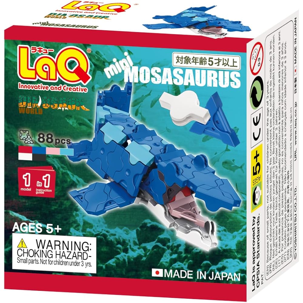 Yoshiritsu LaQ Dinosaur World Mini Mosasaurus Toy Building Set Educational STEM Activity
