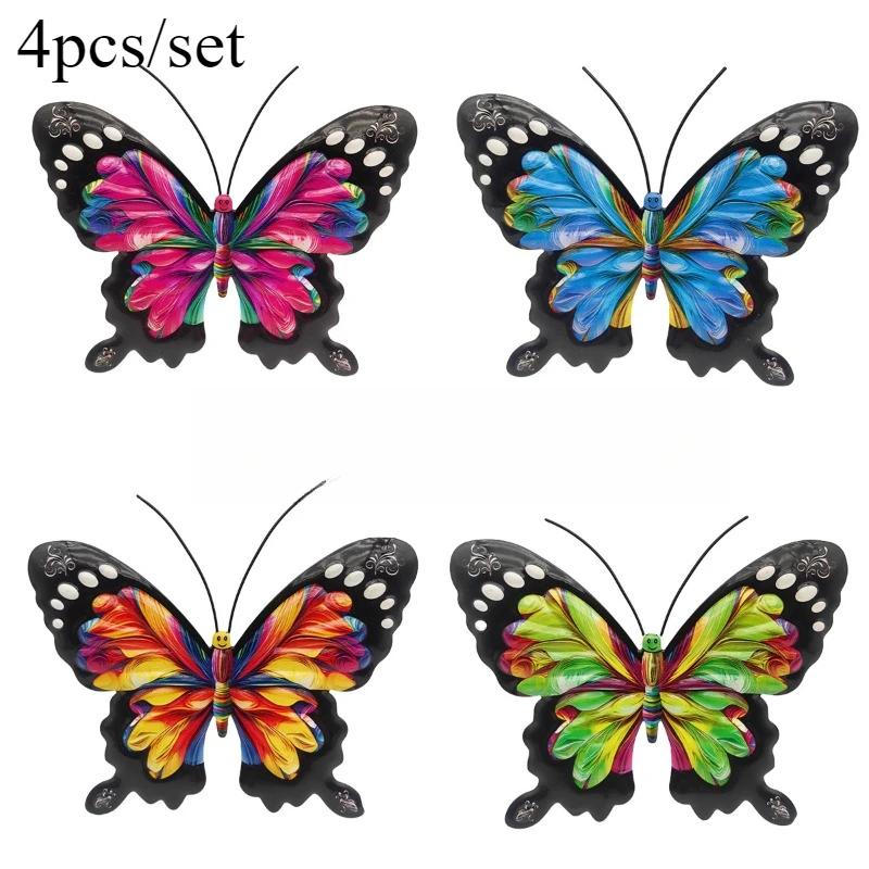 4pcs/set Iron Metal Butterfly Wall Art for Outdoor Fence Garden Hanging Decor Rustproof Iron Craft Home Decoration