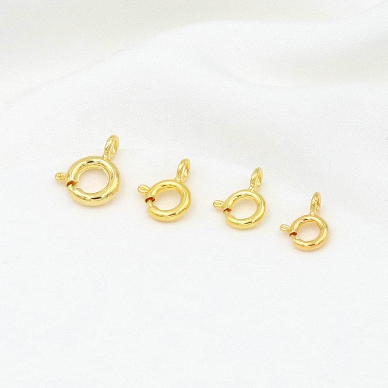 18K Gold Plated Spring Clasps Brass Round Clasps Open Ring Jewelry Spring Clasp Connector for Brecelet Neckalce Jewelry DIY