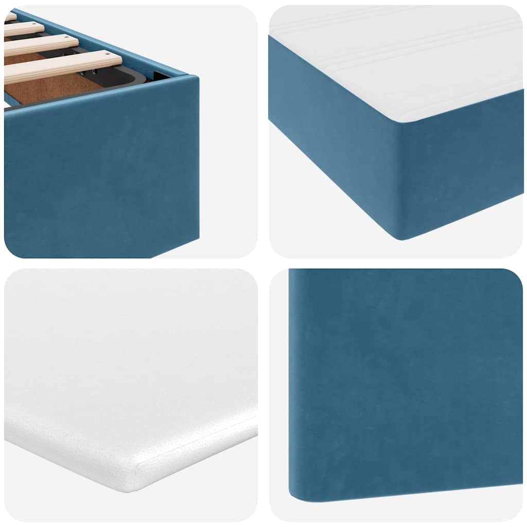 Storage Bed with Mattress Dark Blue 160 x 200 cm Velvet