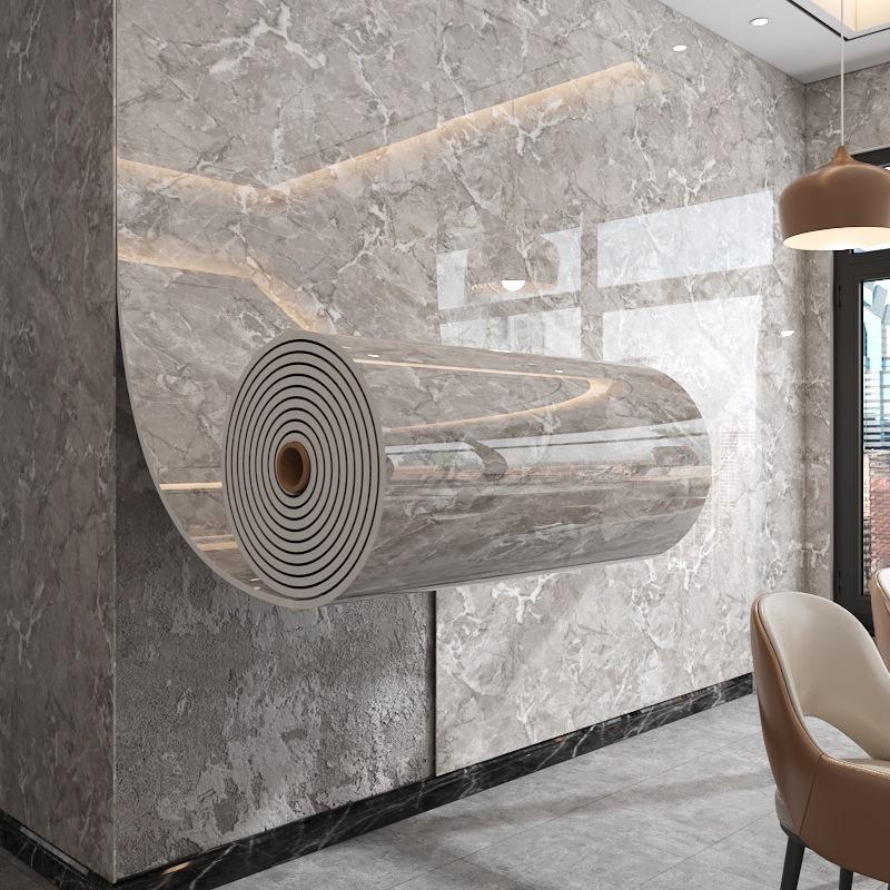 1 Rotolo Marmo Spesso Schiuma Piastrella Imitazione Carta da Parati Autoadesiva Decorazione Camera da Letto Soggiorno Bagno Impermeabile Adesivo Murale